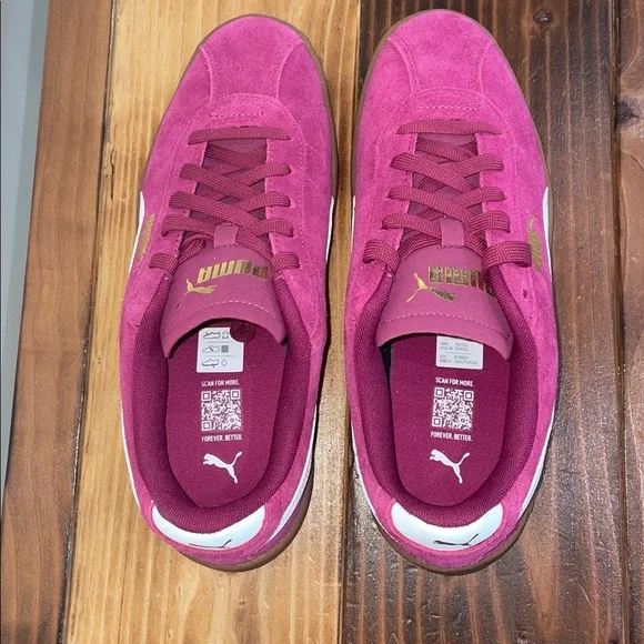 Puma Club II Trainers Sneakers Women’s Size 10 Berry/White/Gold NEW! - Picture 12 of 15